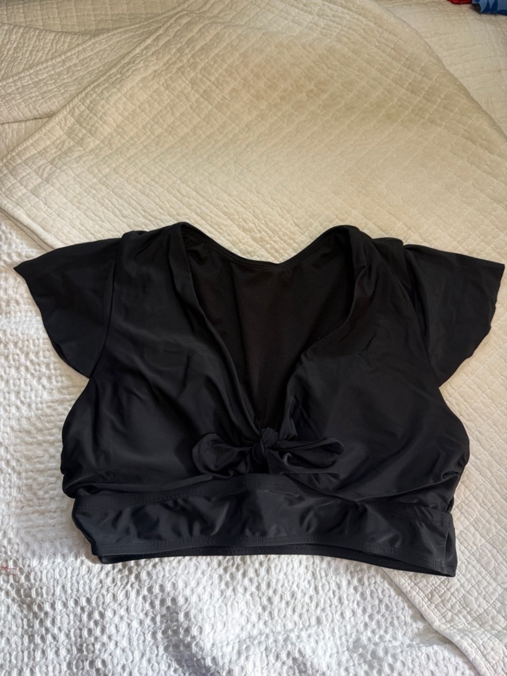 torrid Black Tie-Front Swim Crop Top
